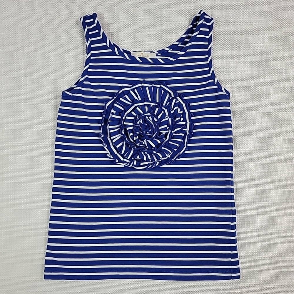 Kate Spade Girl's Alessa Rosette Tank Navy‎ White Stripes Small